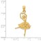 14K Gold Dancing Ballerina Charm Diamond-Cut Ballet 30 X 16mm Jewerly